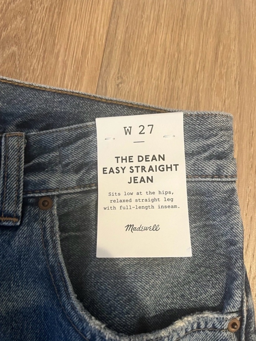 NWT! Madewell Dean Easy Straight Jeans in Monessen Wash - Picture 2 of 4